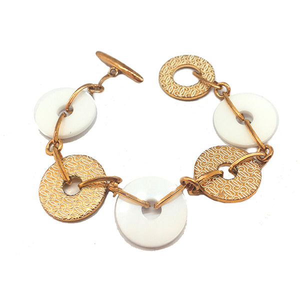 Bracciale Donna Guess CWB10902 Ceramica Dorato Acciaio Bianco Acciaio/Ceramică (21 cm)