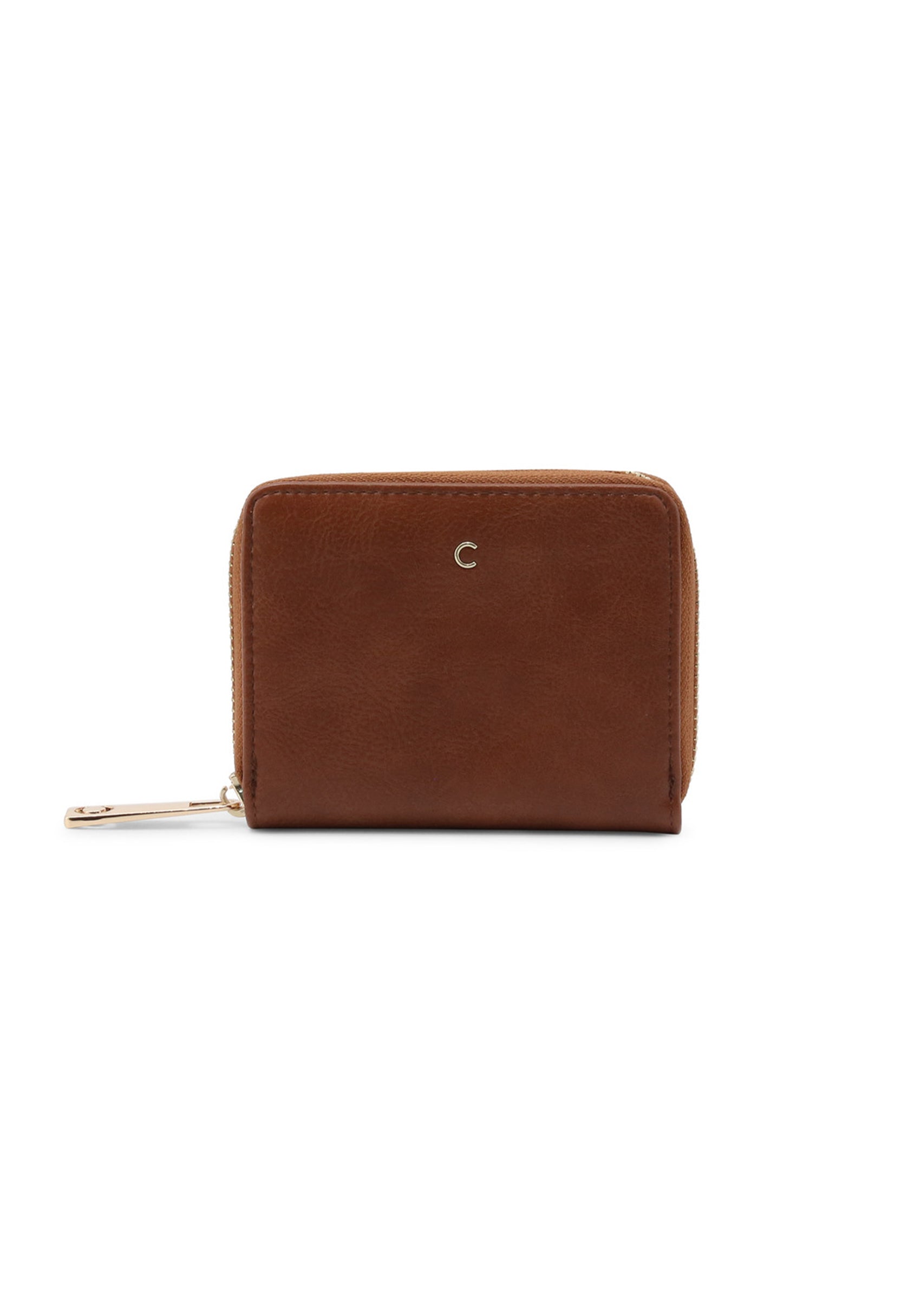 Front flat-lay view of Carrera Jeans LILY-CB7013 brown zip wallet with small logo detail.
