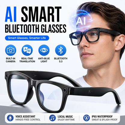 AI Smart Bluetooth Glasses Built-in Camera Real-Time Translation Anti-Blue Light