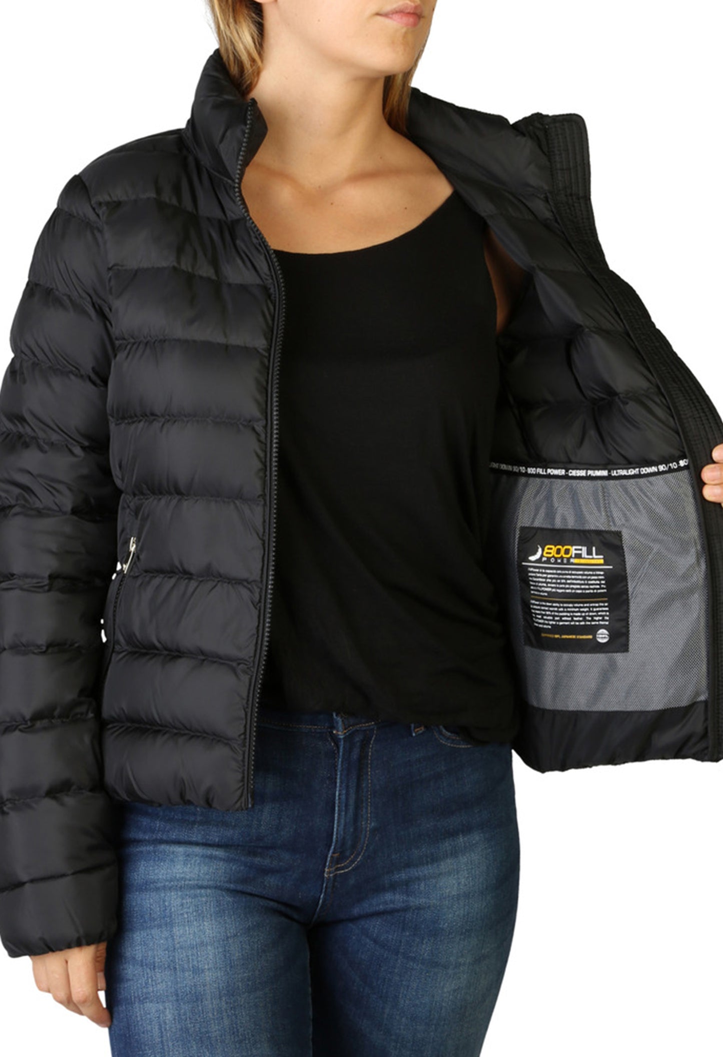 Interior view of Ciesse MIKALA-P0210D jacket showing multiple internal pockets and padded lining.