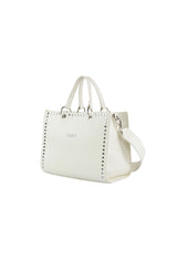 Shop the Cult X3EPWX090012 women’s white handbag at France AJ Luxe. Studded design with dual handles and removable strap, perfect for modern everyday style.