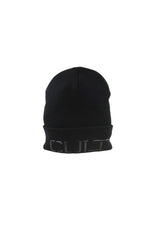 Back view of Cult X4EPUX97600Z solid black acrylic beanie hat showing simple knit design.