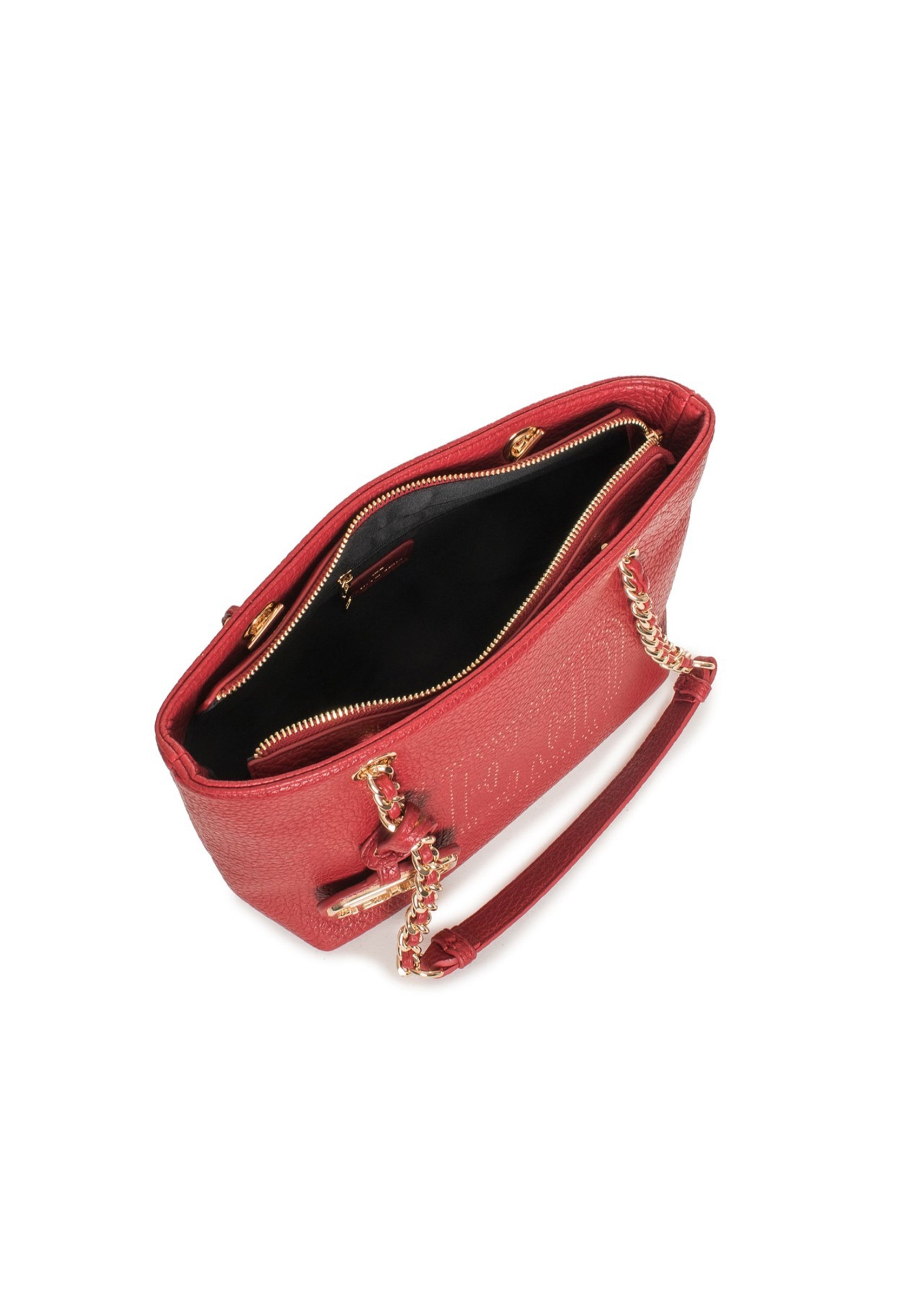 Top view of the EVF68102 CLAUDIA shoulder bag showing zip opening, interior lining, and compartment space.