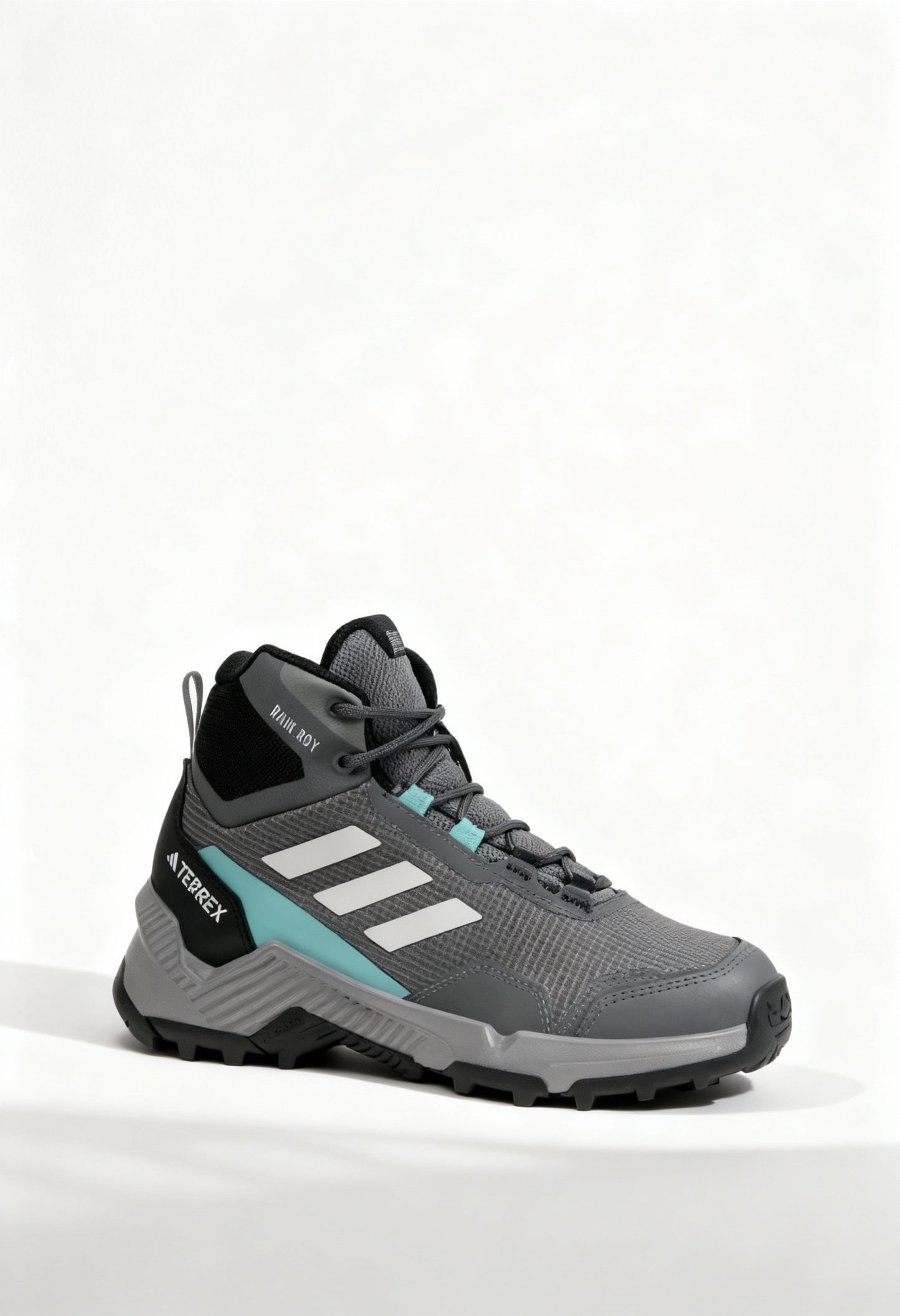 Brand new Adidas Terrex Eastrail 2 Mid women's hiking boots in grey with mint details.