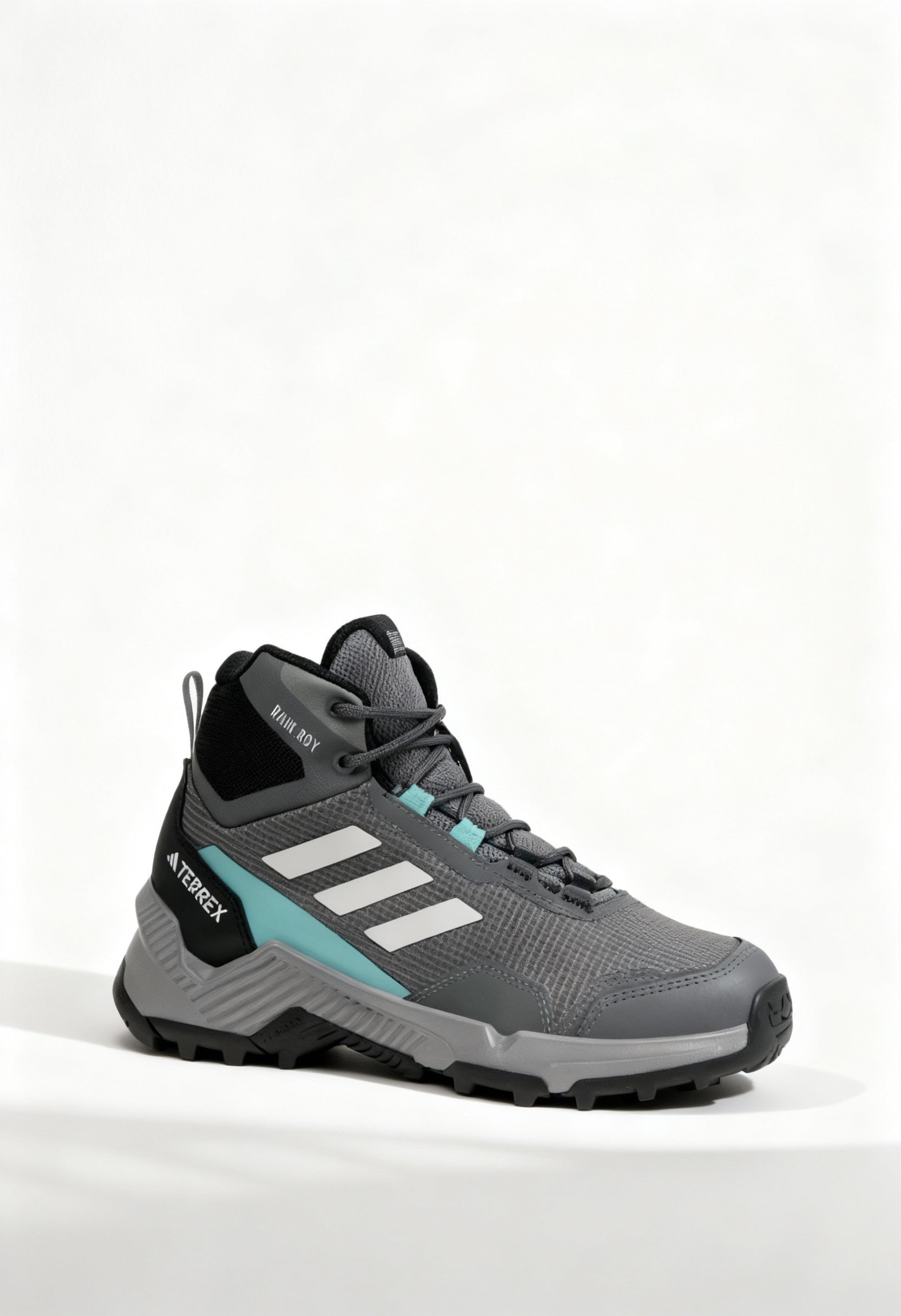 Brand new Adidas Terrex Eastrail 2 Mid women's hiking boots in grey with mint details.
