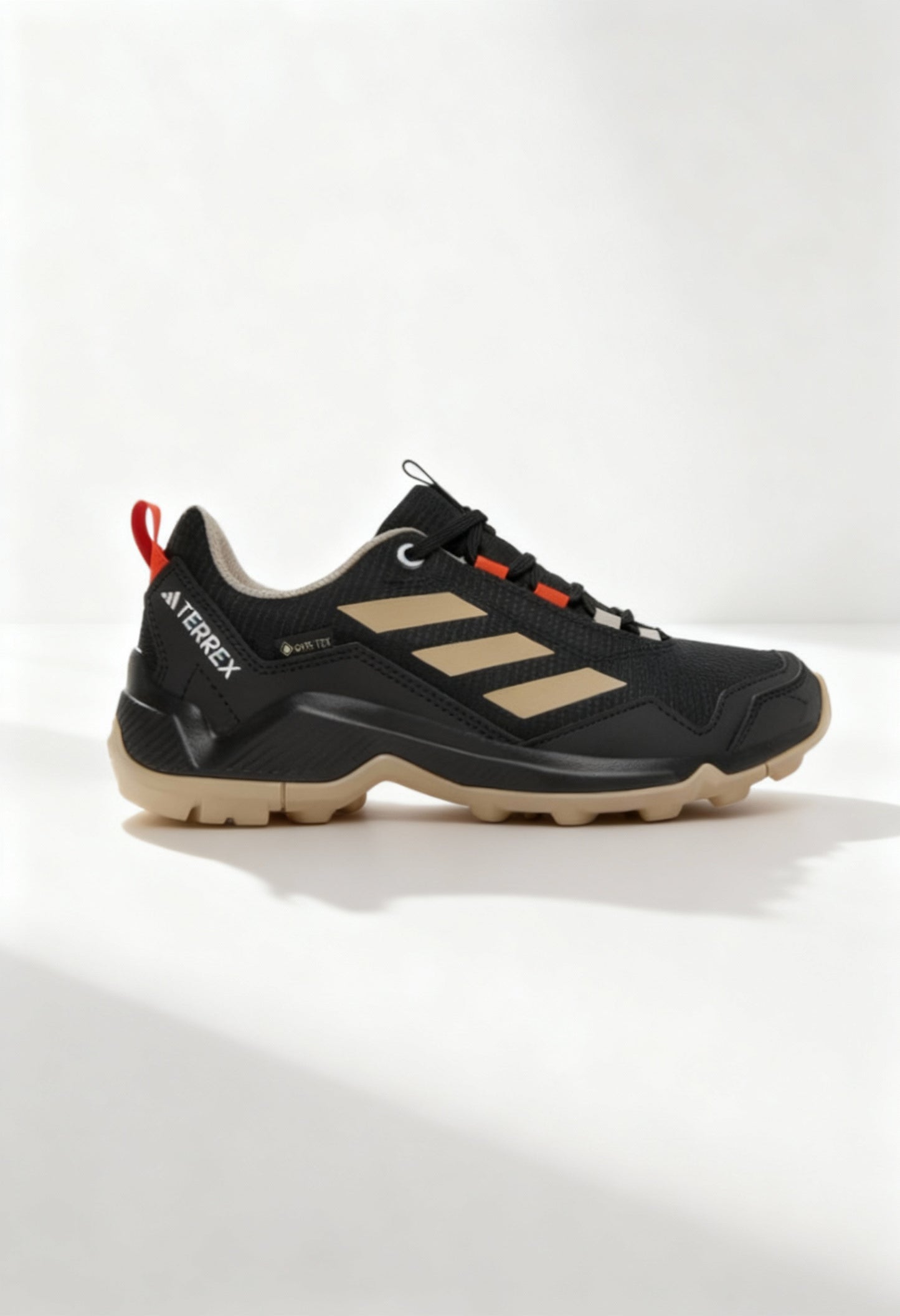 Brand new Adidas Terrex Eastrail GTX W women's hiking shoes in black and gold.