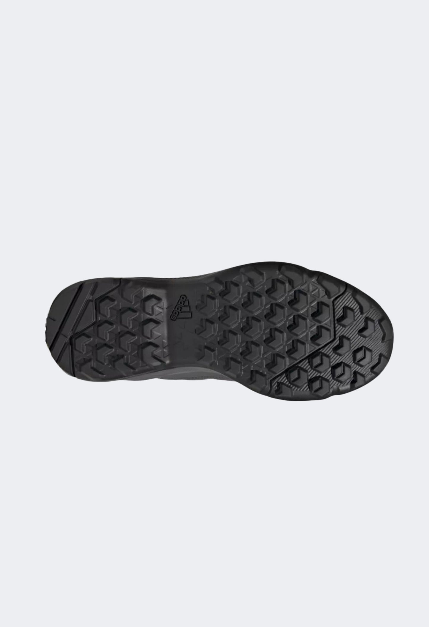 Traxion rubber outsole and multidirectional lug pattern on Adidas Terrex Eastrail GTX for trail grip.