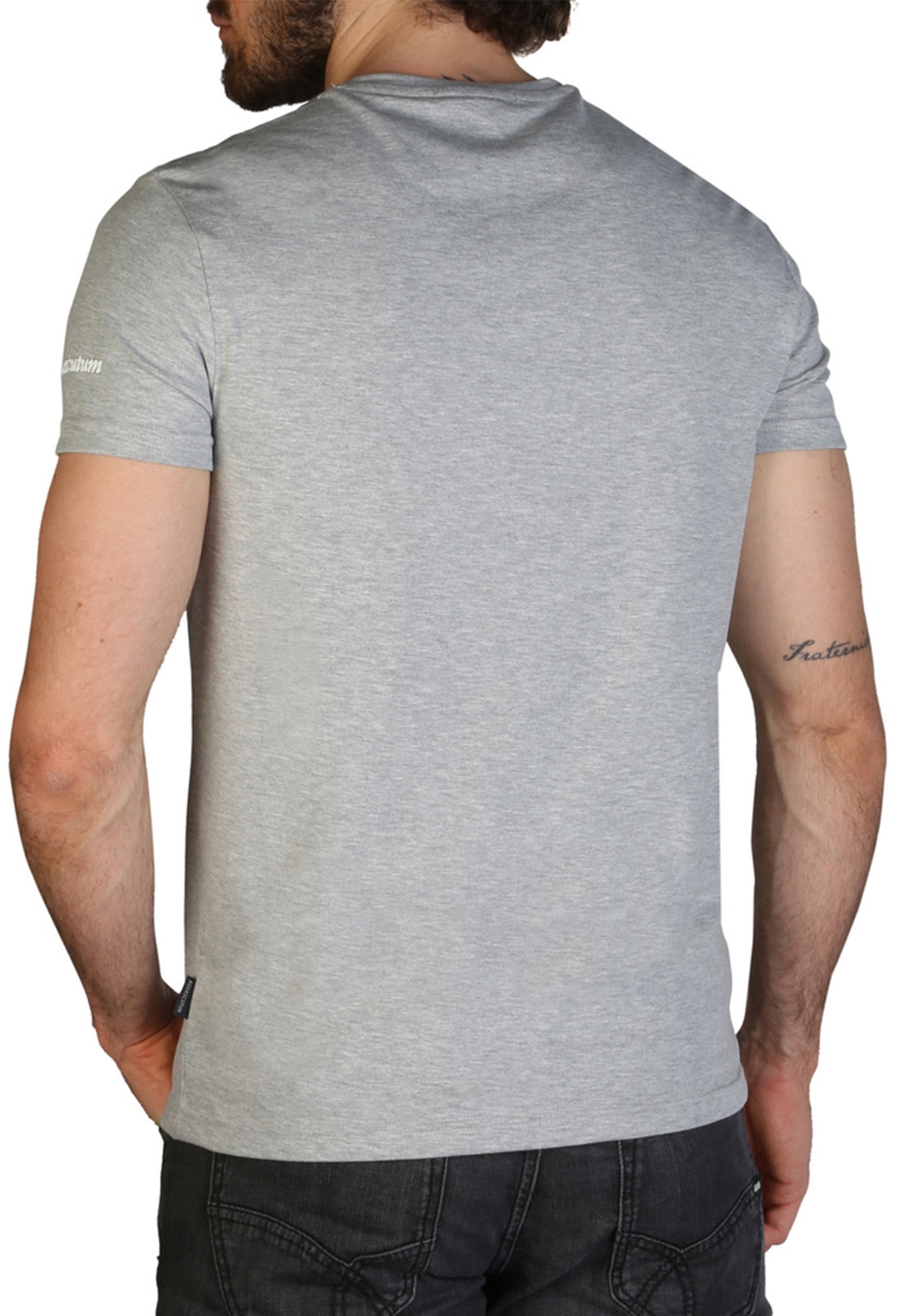 Aquascutum Made in Italy logo tee, back view showing slim fit.