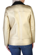 Back view of the gold Armani Exchange 6ZYB53_YNFTZ bomber jacket showing clean metallic finish.