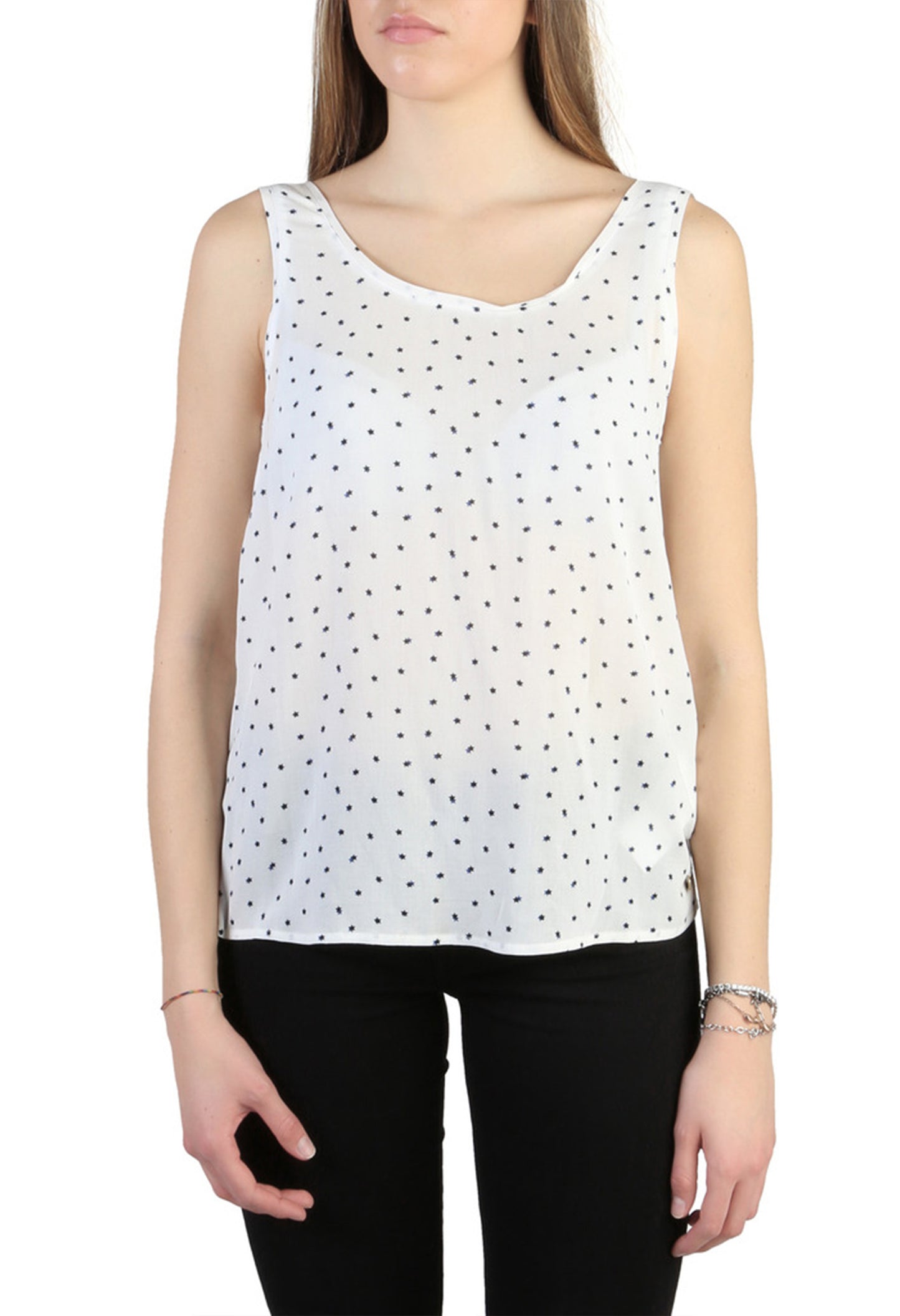 Armani Jeans Women’s white polka dot sleeveless top C5022_ZB front view