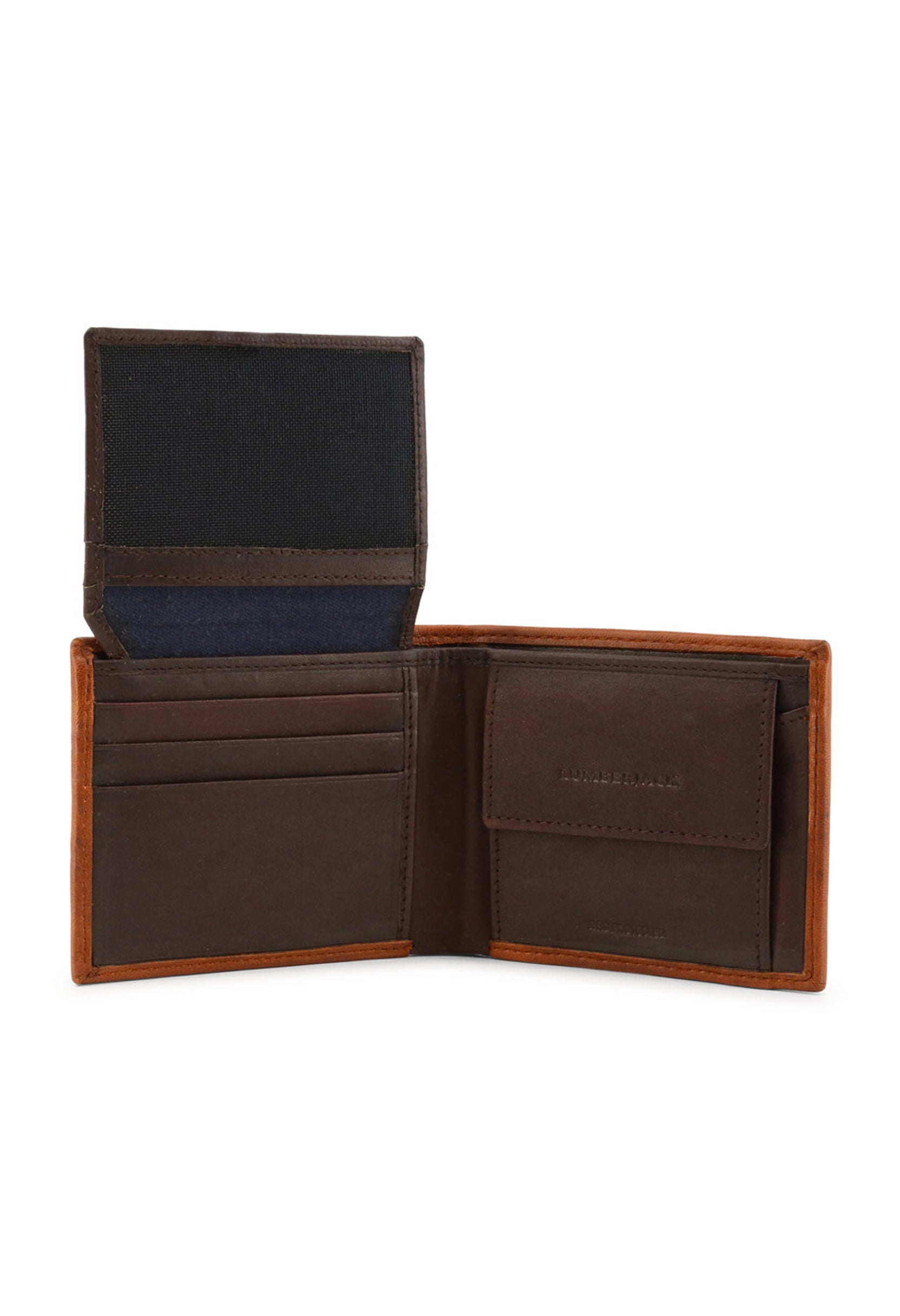 Authentic Lumberjack wallet showing interior layout and documents compartment.