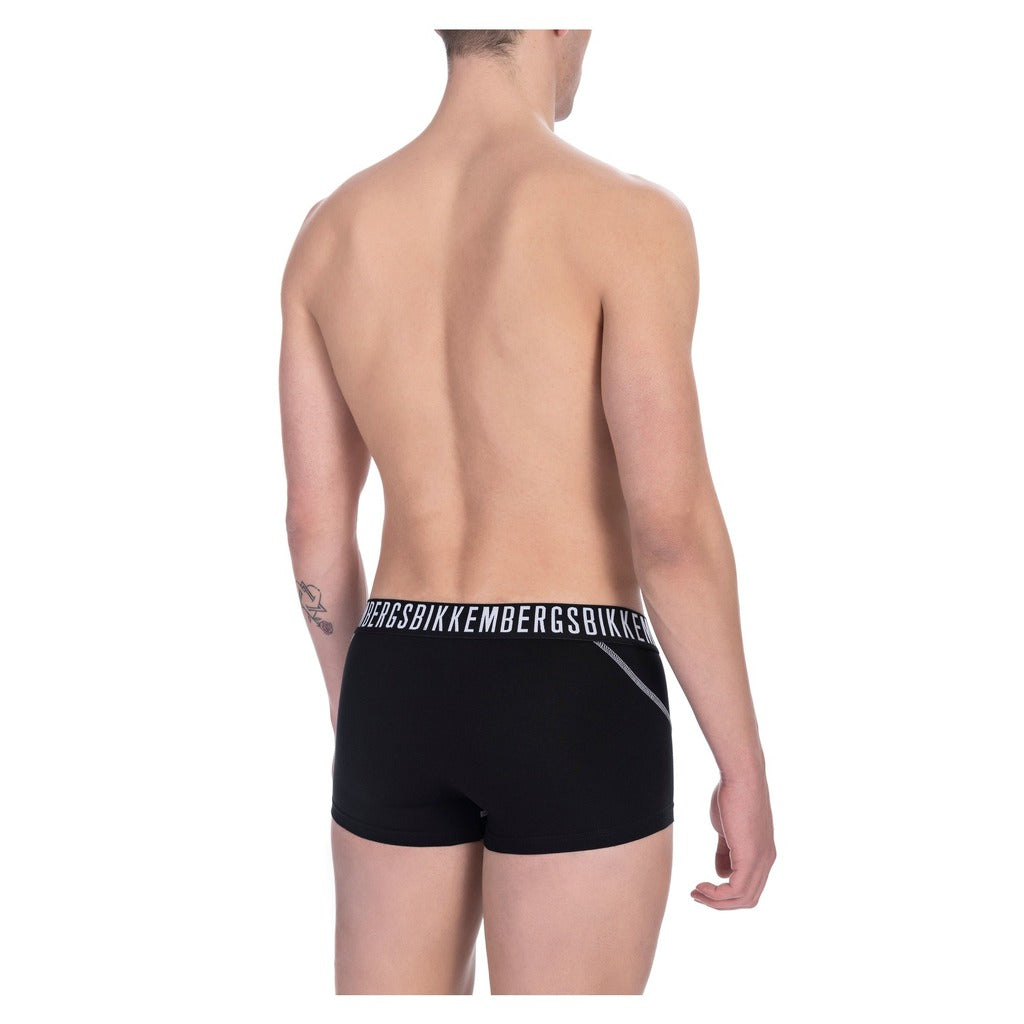 Bikkembergs men's cotton stretch underwear, back view on model, showing low-rise fit.