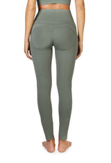 Bodyboo women's shaping leggings, back view showing fit and stretch on model.