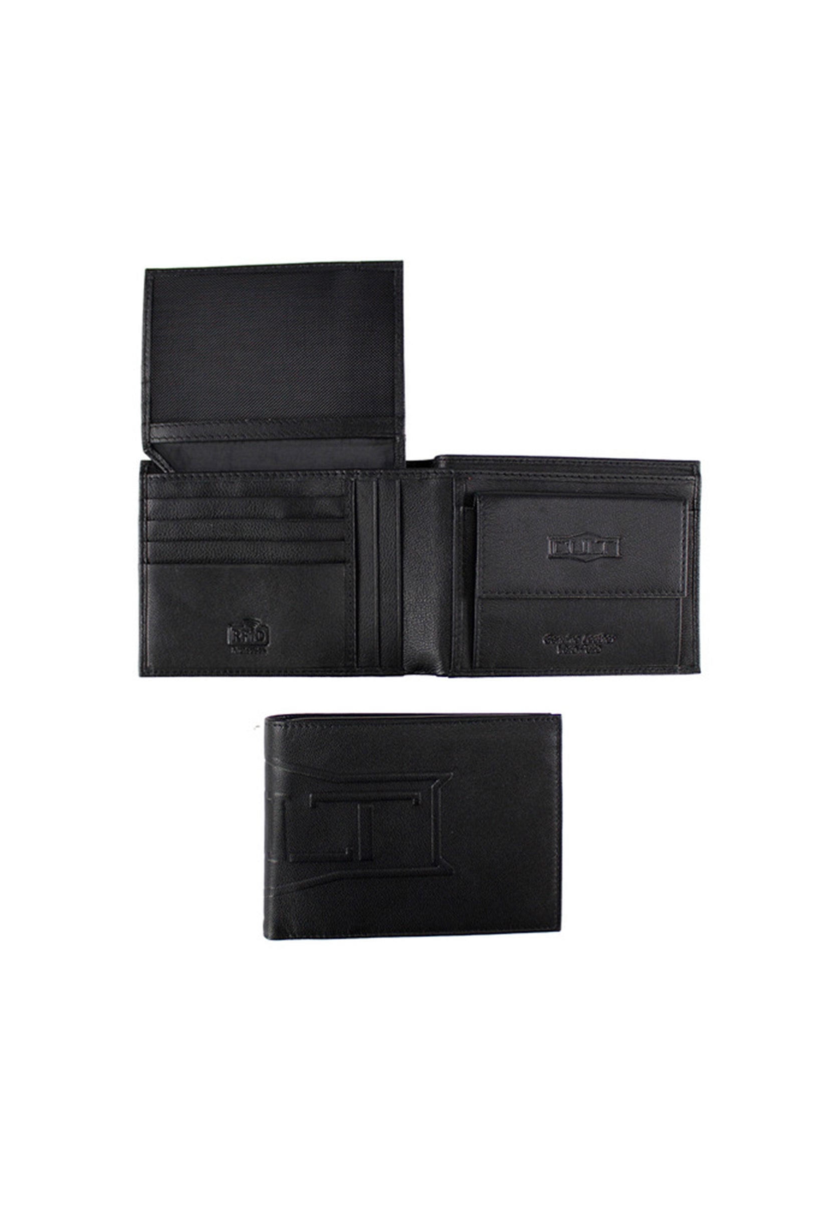 Cult bifold wallet interior view, showing card slots and coin purse compartment.
