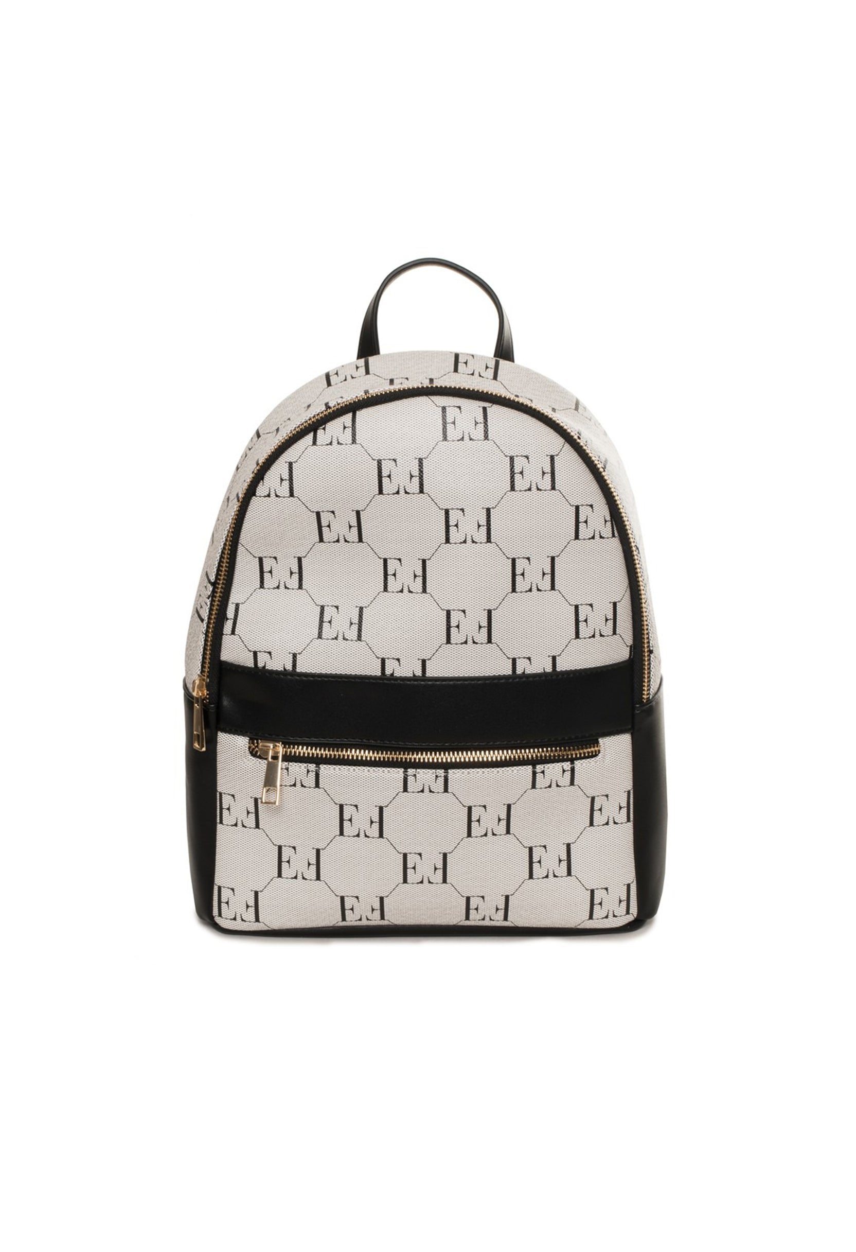 Egon Von Furstenberg black monogram backpack color variant, visible logo pattern.