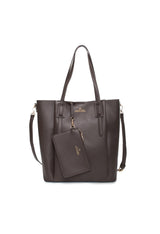 Studio view of the EVF1622-GIADA shoulder bag in a dark taupe color variation.