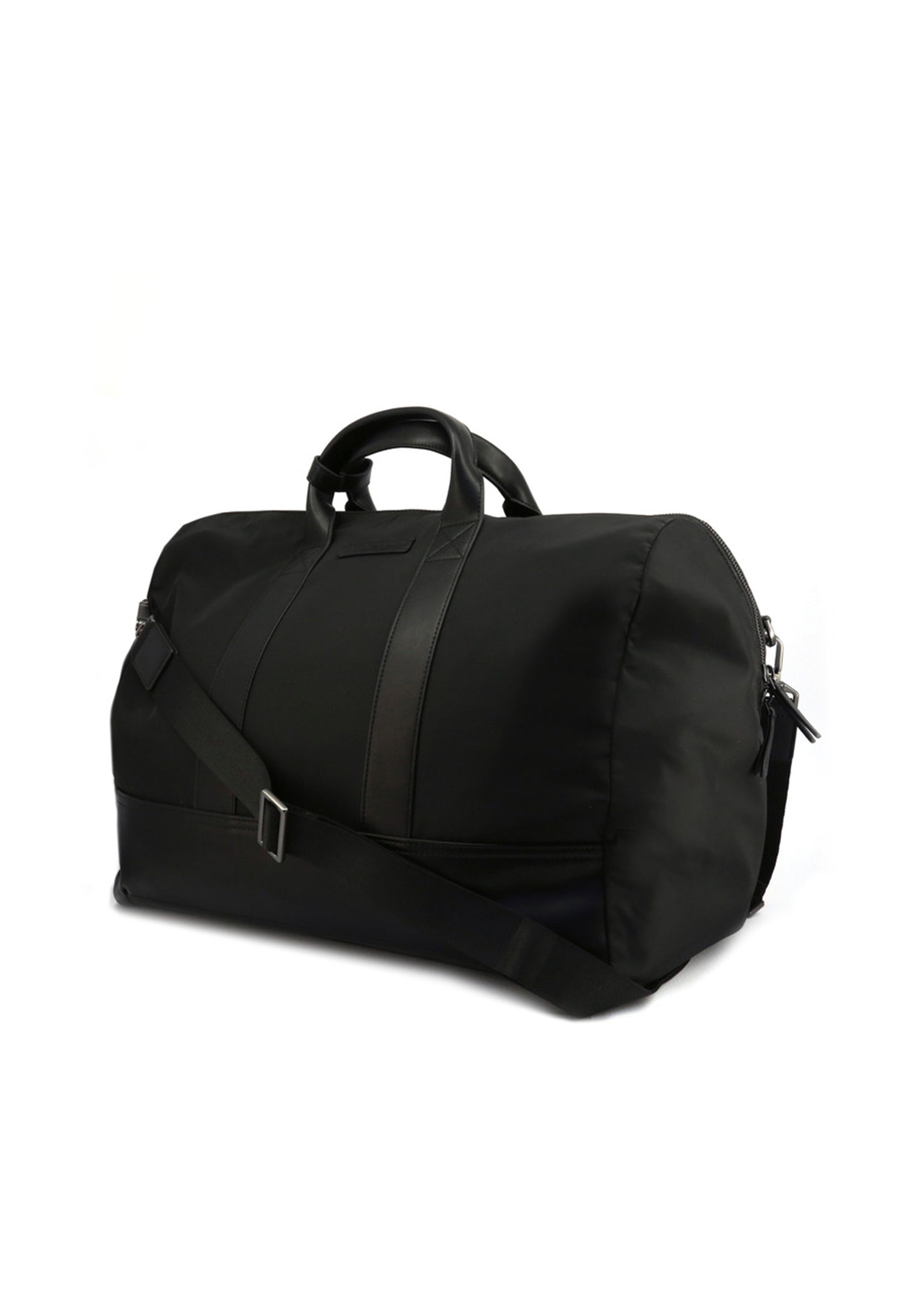 Emporio Armani travel bag showing removable and adjustable shoulder strap detail.