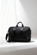 Emporio Armani Y4Q089 men's large polyester duffle bag in black, front view.