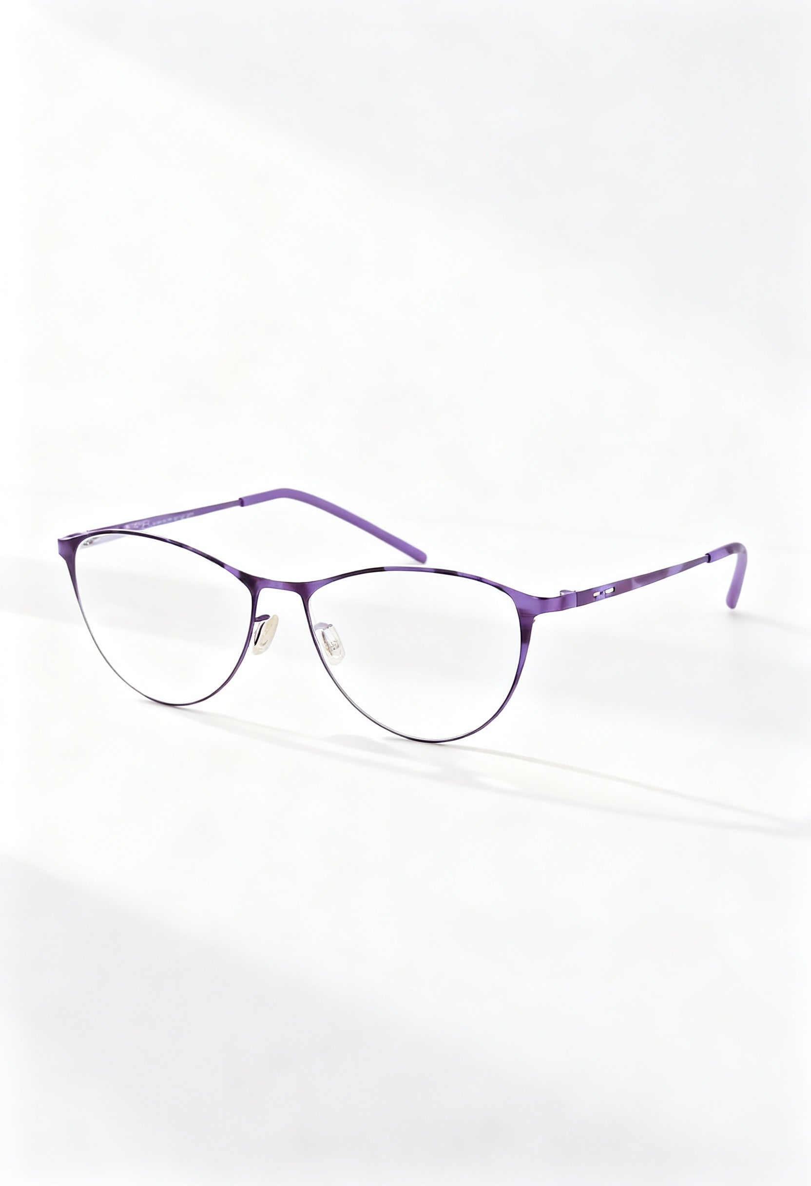 Italia Independent 5203A women's metal cat-eye glasses in purple, lightweight frame, full view.