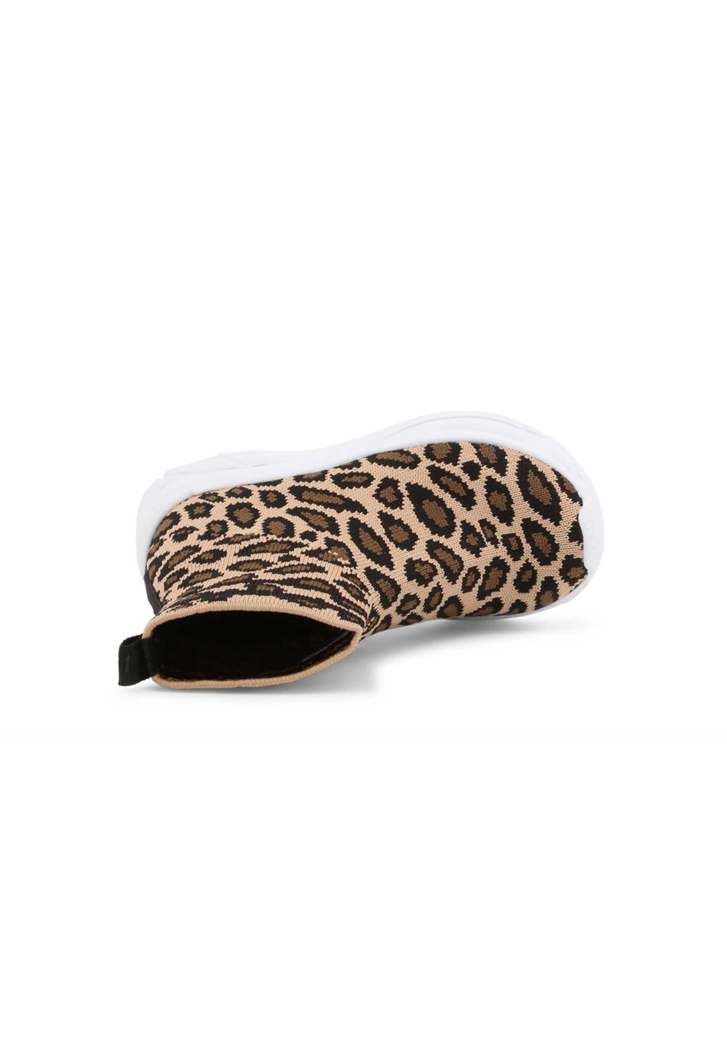 Kids' memory foam leopard sneakers, top-down view showing comfortable opening.