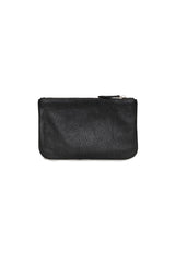 Back view of the Lamarthe TRE102 black leather clutch displaying its smooth minimalist design.