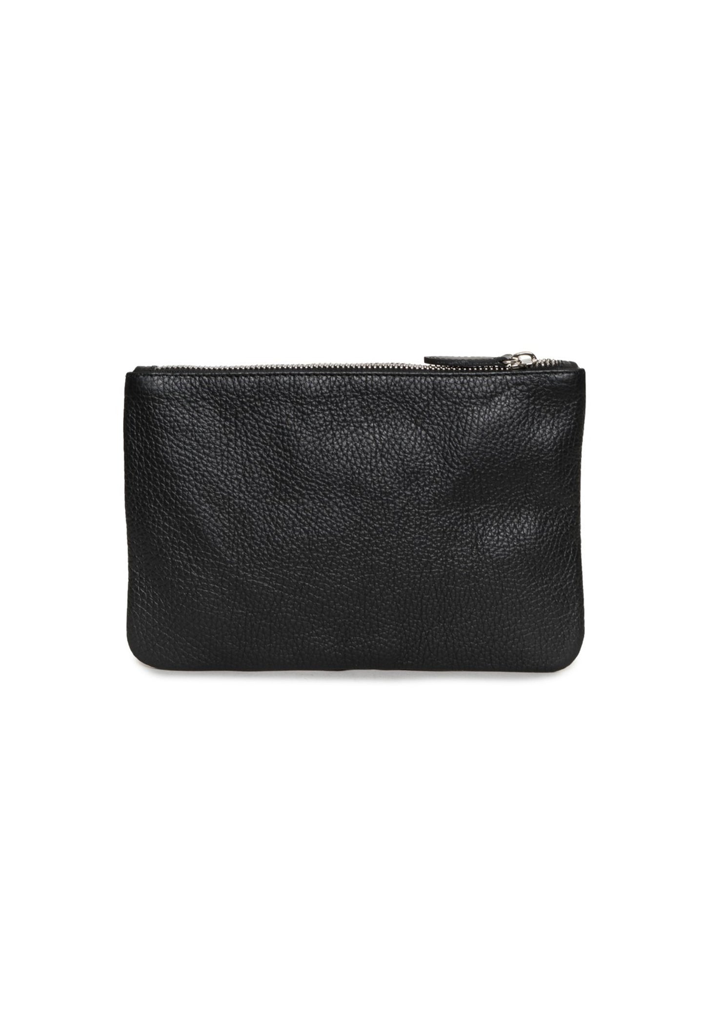 Back view of the Lamarthe TRE103 black leather clutch with smooth, minimalist design.