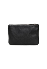 Back view of the Lamarthe TRE103 black leather clutch with smooth, minimalist design.