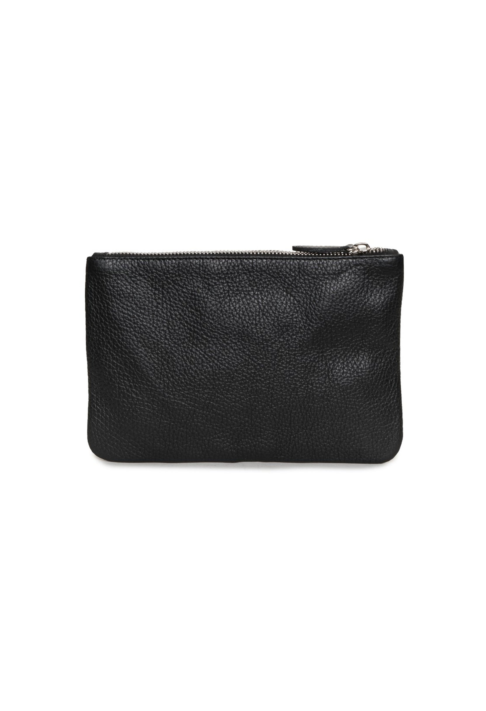 Back view of the Lamarthe TRE103 black leather clutch with smooth, minimalist design.
