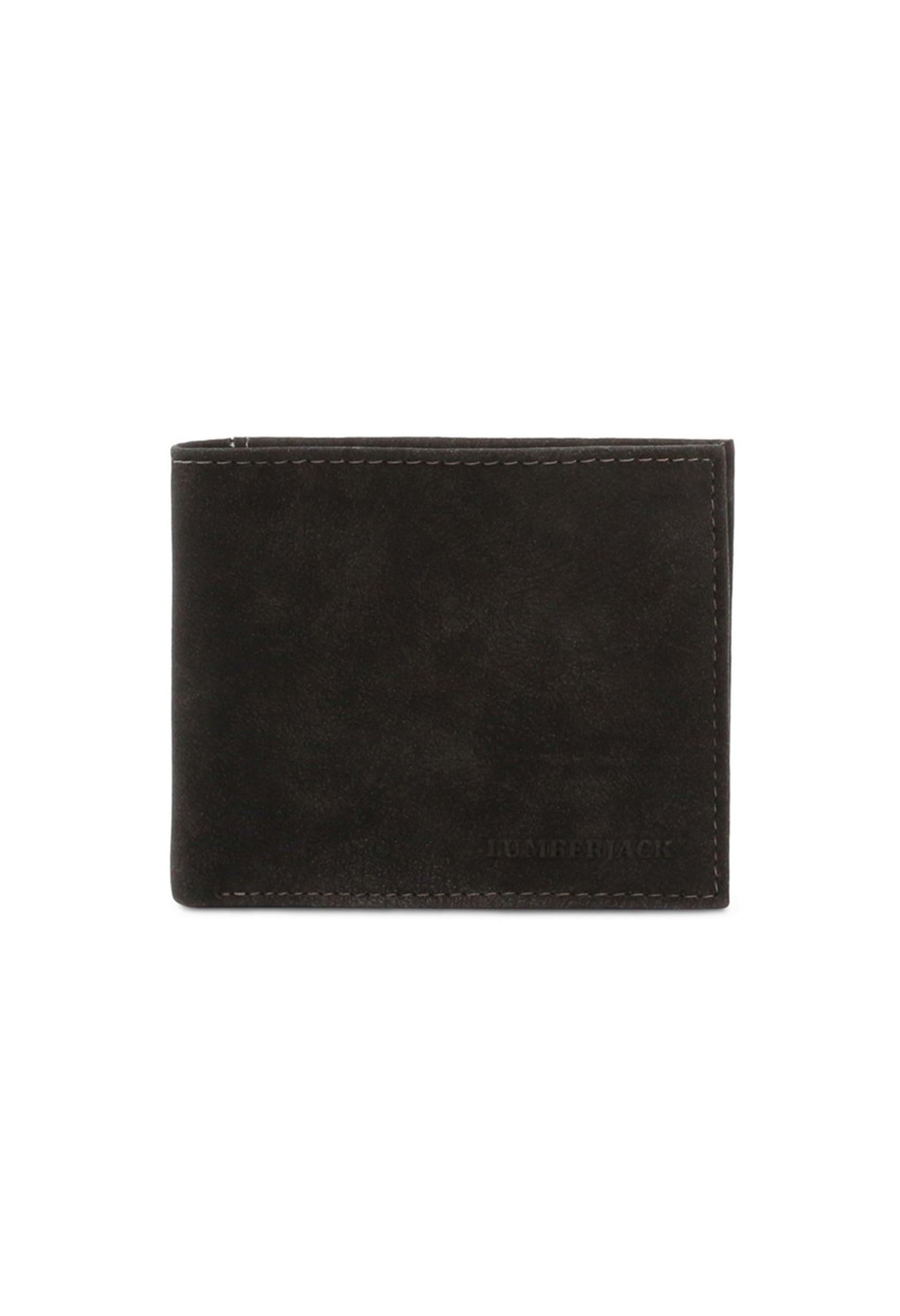 Lumberjack bifold wallet in black, compact design with coin pocket.