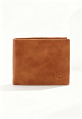 Lumberjack GOOSE-LK2552B men's leather bifold wallet in brown, visible logo detail.