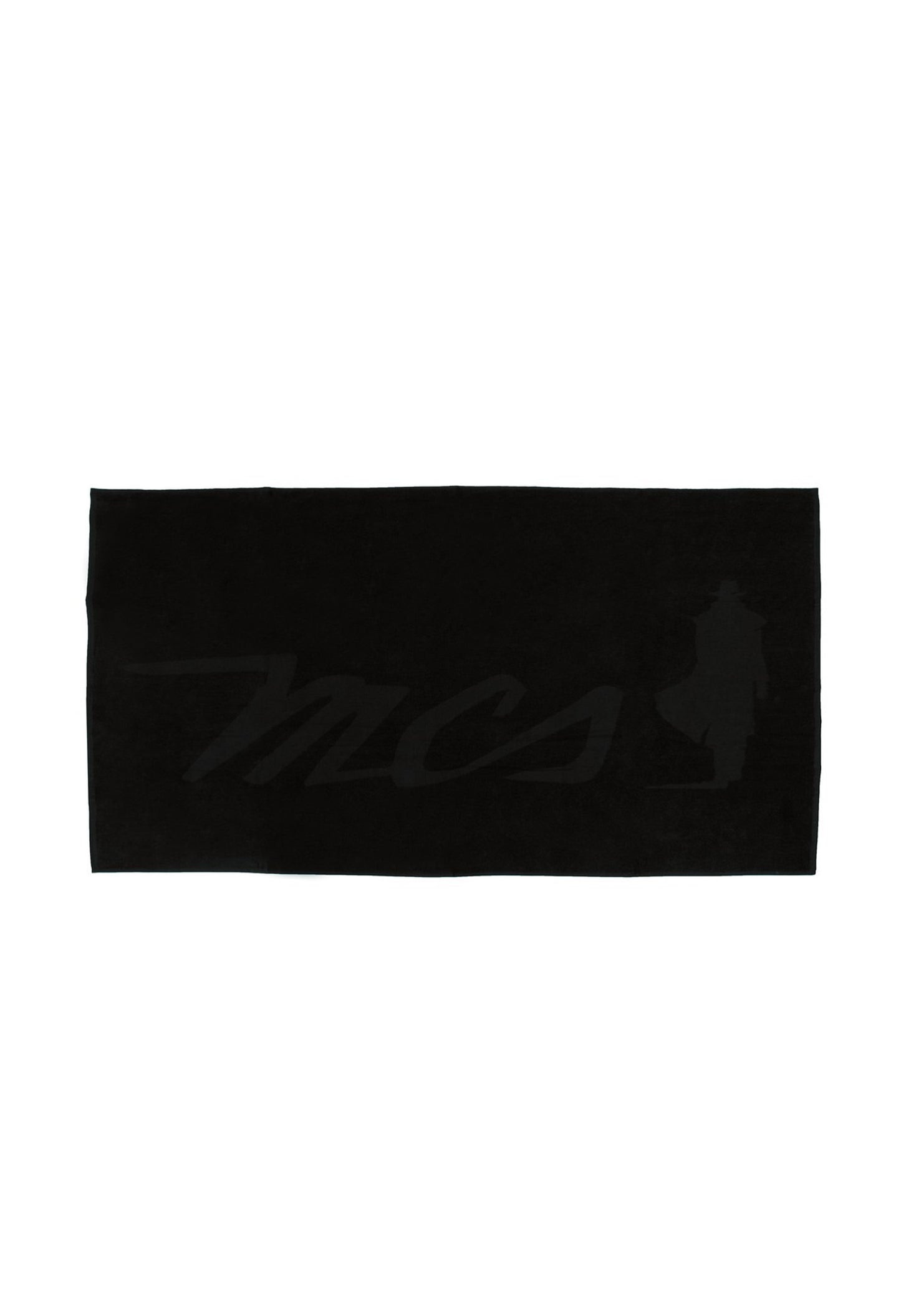 MCS cotton towel in black colour variant, folded view.