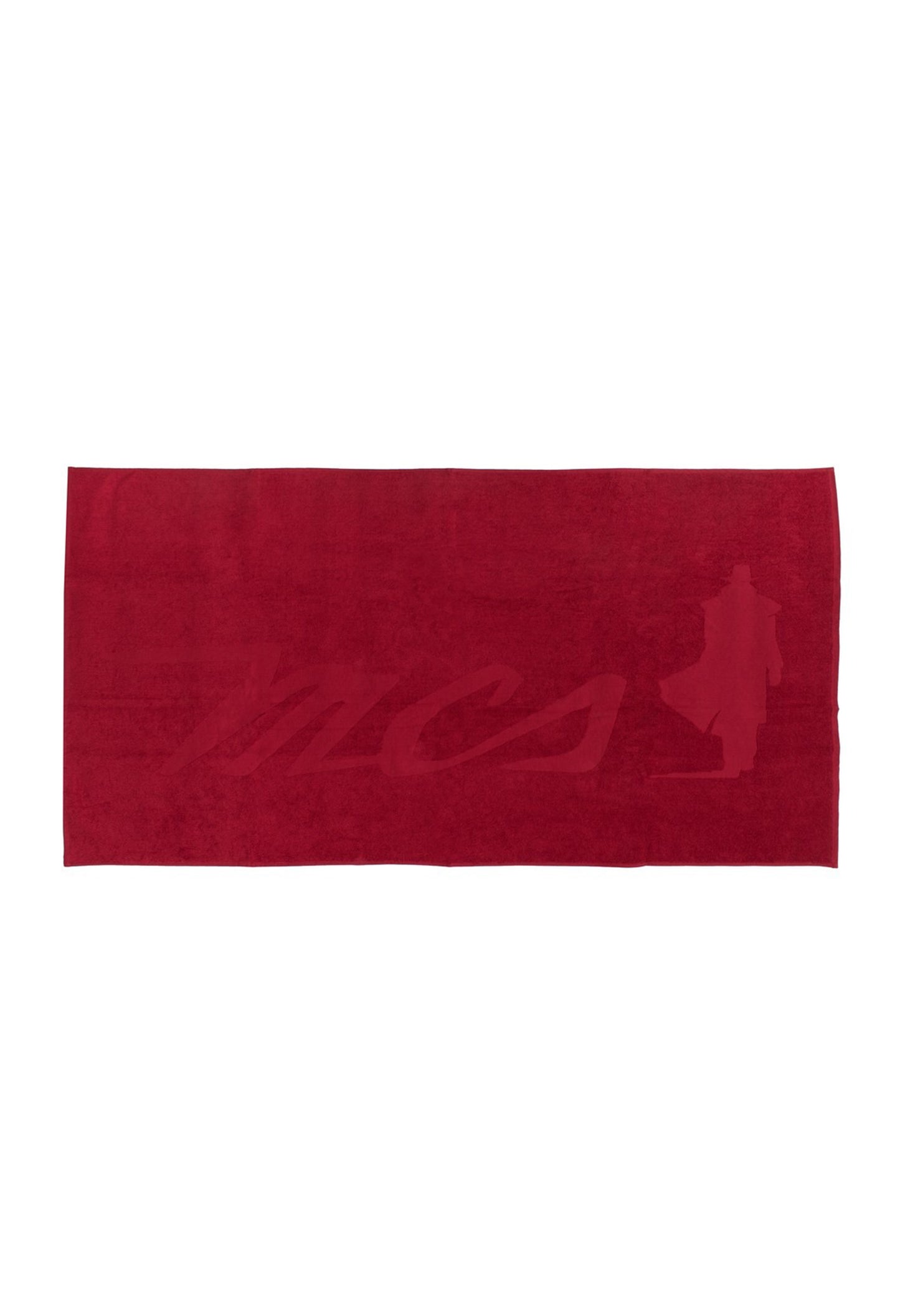 MCS cotton towel in red colour variant, folded view.