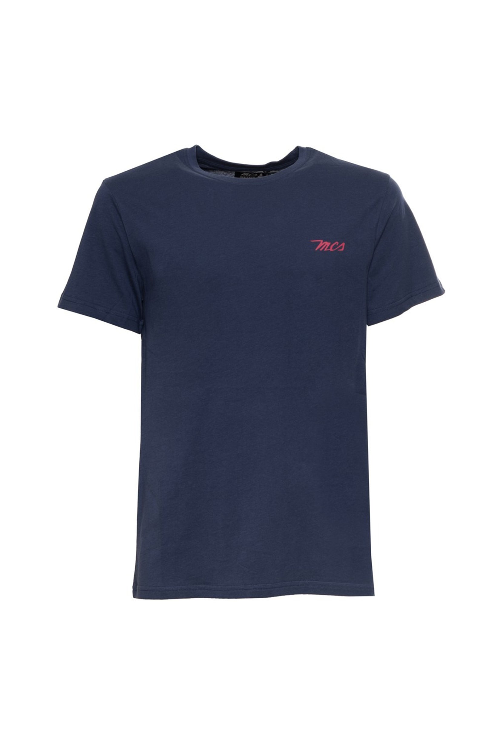 MCS navy blue logo t-shirt, solid colour, great for casual wear.