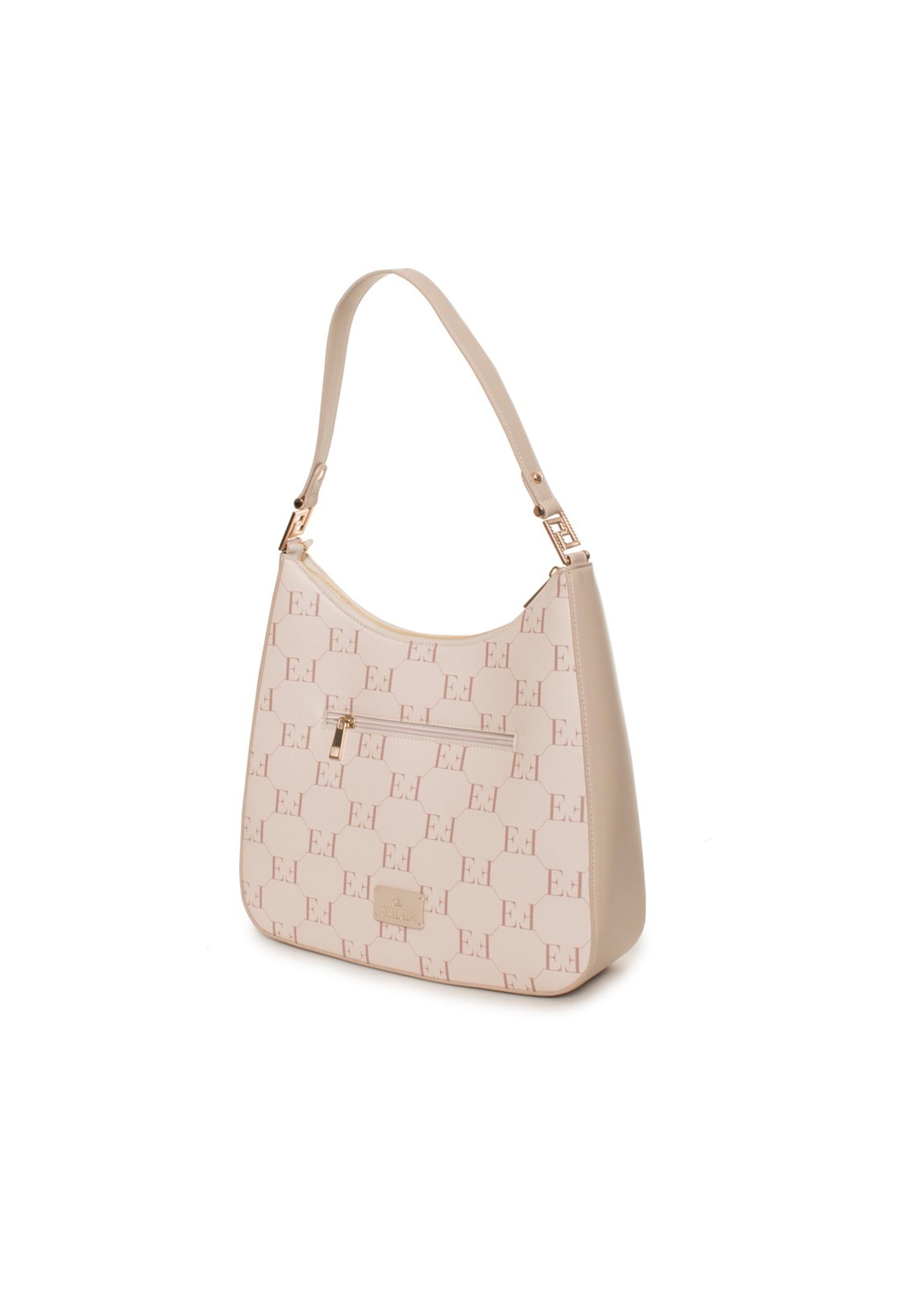 Monogram shoulder bag in alternate white color variant, clean look.