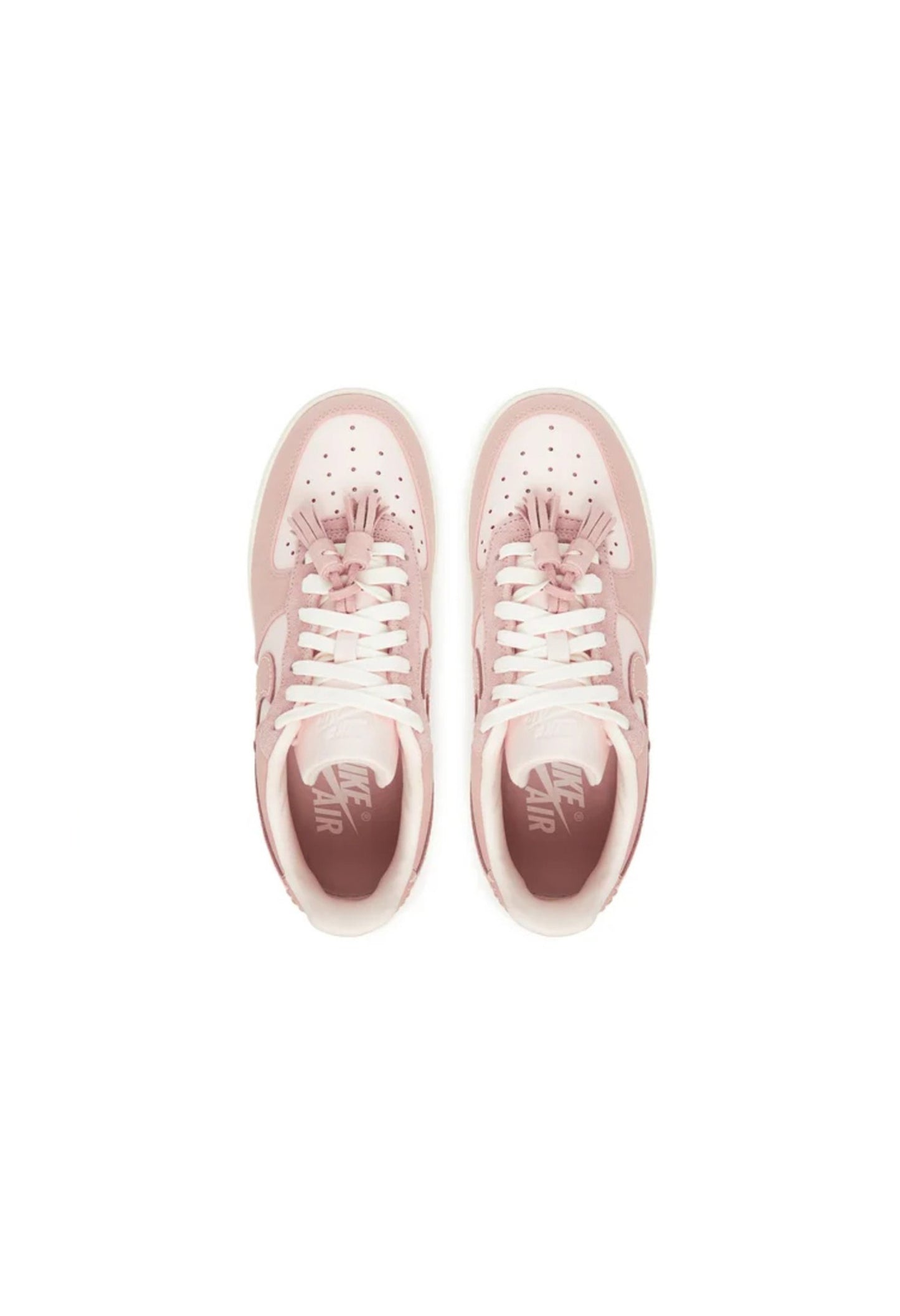 Top view of Nike Air Force 1 '07 mauve sneakers highlighting the mesh and synthetic upper.