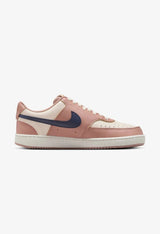 Nike Court Vision Low Next Nature in a stylish pink and navy blue colorway.