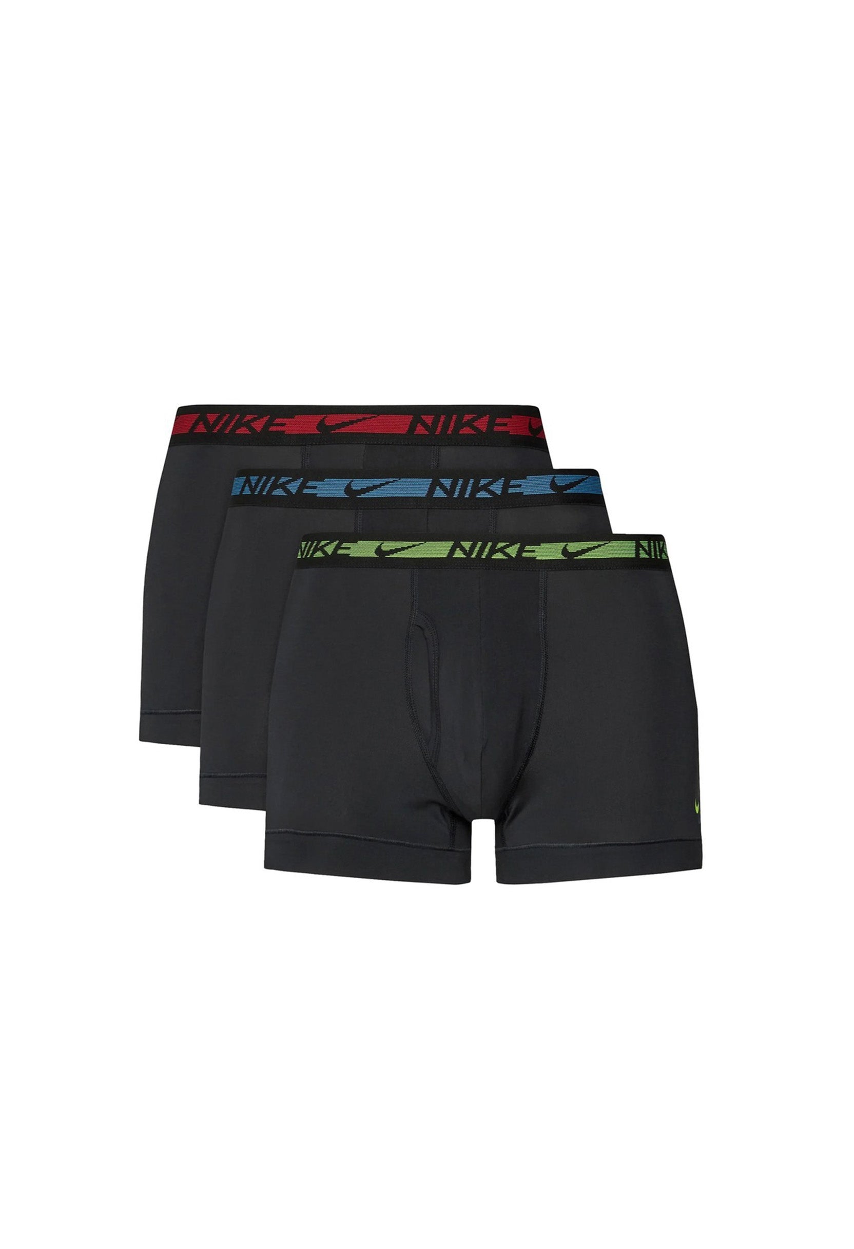 Nike men's polyester stretch underwear tri-pack, side view of stacked boxers.