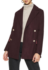 Front view of the Pepe Jeans LEYRE wool-blend coat worn by a model, showing double-breasted buttons and structured lapels.