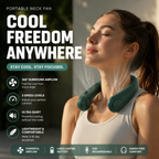 Portable Neck Fan USB Rechargeable Wearable Fan with 3 Speed Cooling and Hands-Free Personal Air Conditioner