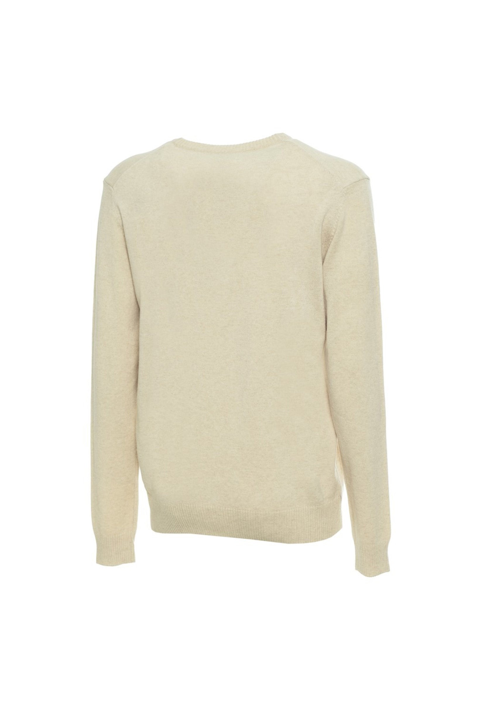 Sergio Tacchini beige solid colour wool jumper, flat lay front view.