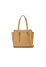 Full front view of the beige Twig Debussy shoulder bag showing its clean, minimalist design.