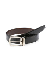 Ungaro UBLT000054 men's reversible leather belt in black/brown, adjustable silver buckle.